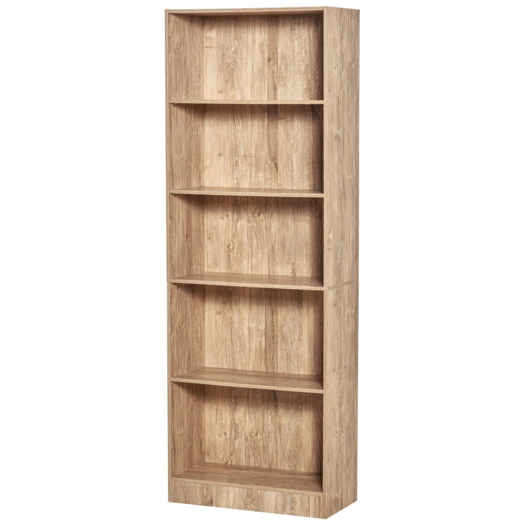 Libreria 5 Livelli con Ripiani Ajustables ¨C zephmum ¨C 63x29,5x176 cm Legno Naturale