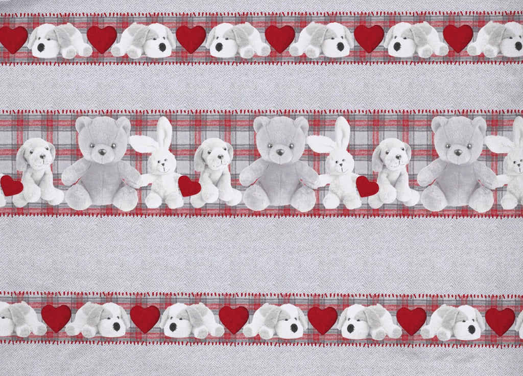 Copripiumino Sacco Piumone Pensieri Delicati Cotone Disegno Peluches - Matrimoniale - Rosso