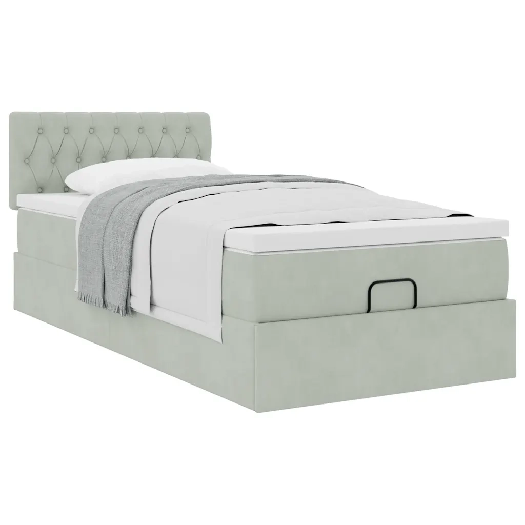 Struttura Letto Pouf con Materasso 100x200 cm Velluto 3311825