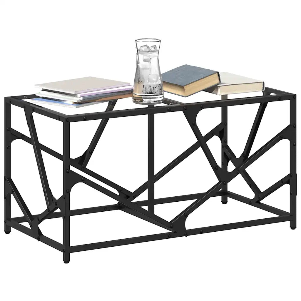 Tavolini con Piano Vetro Trasparente 2 pz 78,5x40x41 cm Acciaio 845994