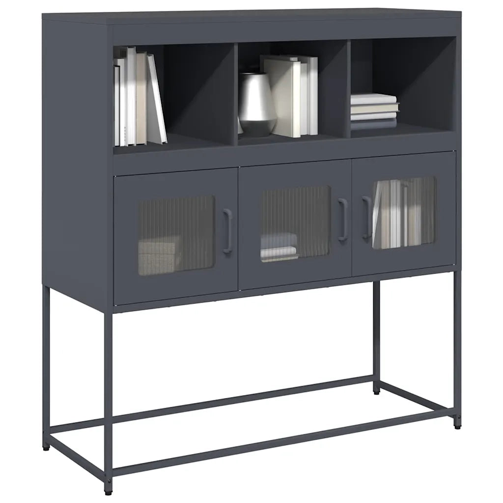Credenza Antracite 100,5x39x107 cm in Acciaio Laminato a Freddo