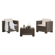 Set salotto da esterno Camini, Salottino outdoor, Set da balcone o giardino, Composizione soggiorno per esterni, Made in Italy, Marrone