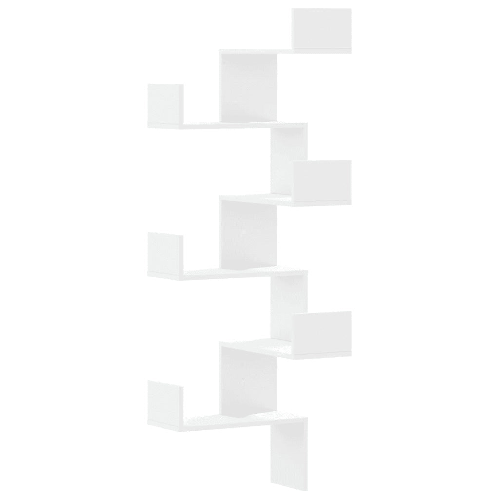 Scaffale Angolare Muro Bianco 45x45x147 cm Legno Multistrato