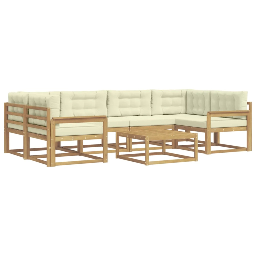 Set di divani da esterno con cuscino 5 pcs Bianco e Crema