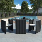 Set da Bistrot 3 pz con Cuscini in Polyrattan Nero 42484