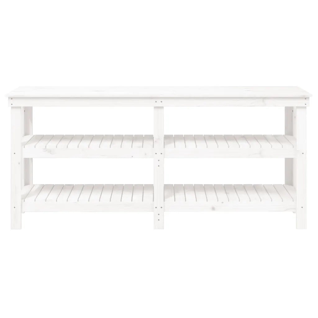 Banco da Lavoro Bianco 181x50x80 cm in Legno Massello di Pino 823655