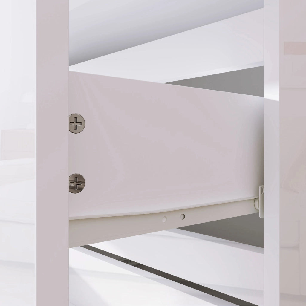 Cassettiera 4 Cassetti 55x33x80 cm Design Moderno Antiribaltamento Bianco Lucido
