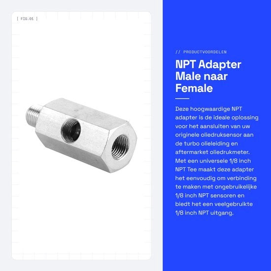 Adattatore NPT Maschio a Femmina 1/8 Pollice per Sensore di Pressione dell'Olio del Turbo
