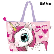Trade Shop - Borsa Da Mare Unicorno Rosa Per Donna E Bambina Shopping Bag Unicorn Love -