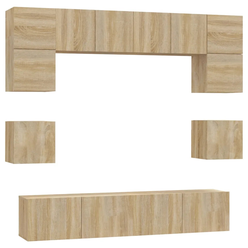 Set Mobili Porta TV 8pz | Armadietto TV | Mobile Porta TV Rovere Sonoma in Legno Multistrato