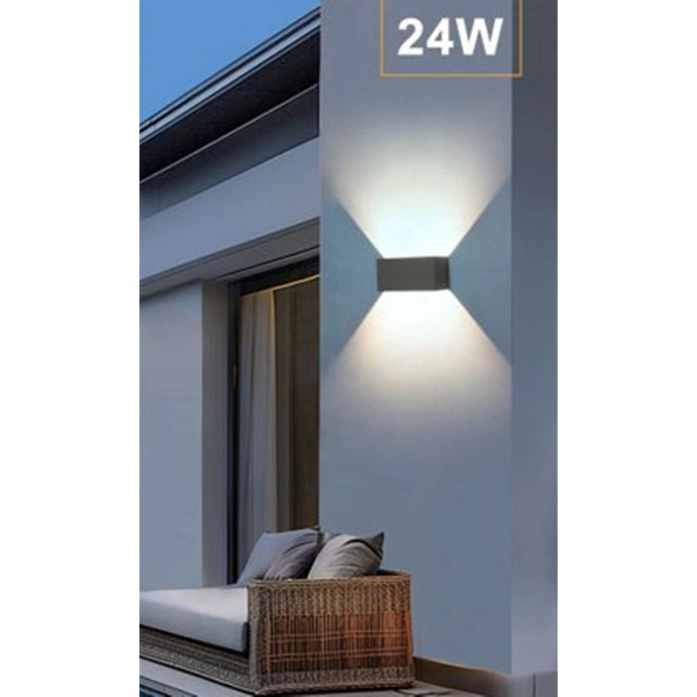 Trade Shop - Applique Lampada Led 24w Da Esterno A Parete Doppio Fascio Luminoso Regolabile Ip65 Es30 -