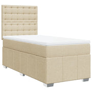 Letto singolo | Letto per adulti | Giroletto a Molle con Materasso Crema 90x190 cm in Tessuto