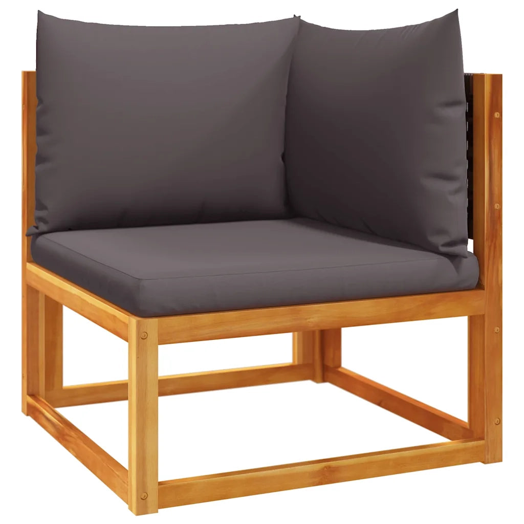 Divano da giardino angolare con Cuscini-Sofa da Giardino-Divano da esterno in legno di acacia e rattan 178621