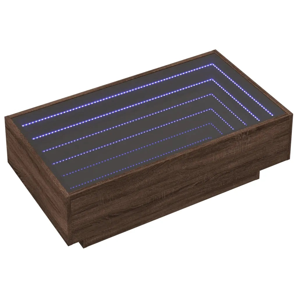 Tavolino Salotto con LED Rovere Marrone 90x50x30 cm Multistrato 847524