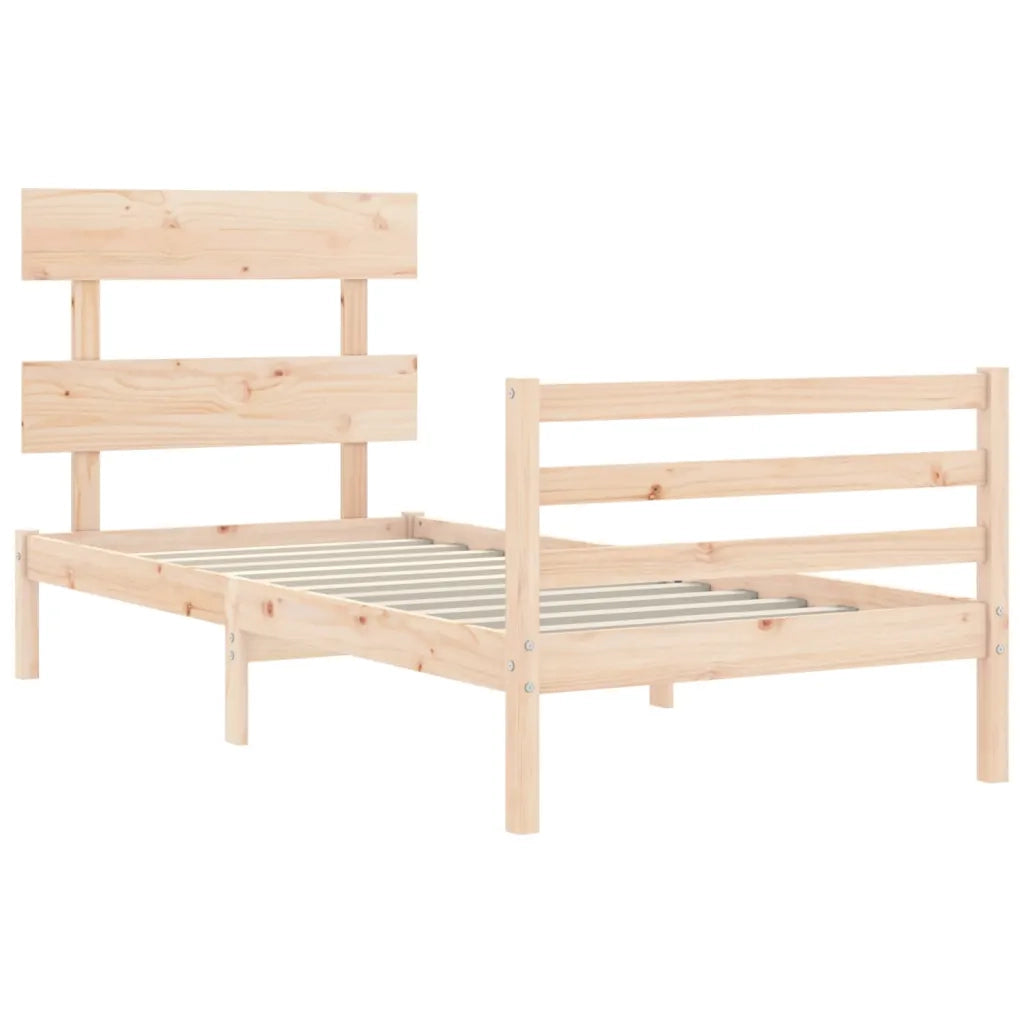 Giroletto con Testiera Single-Struttura Letto in Legno Massello 857475