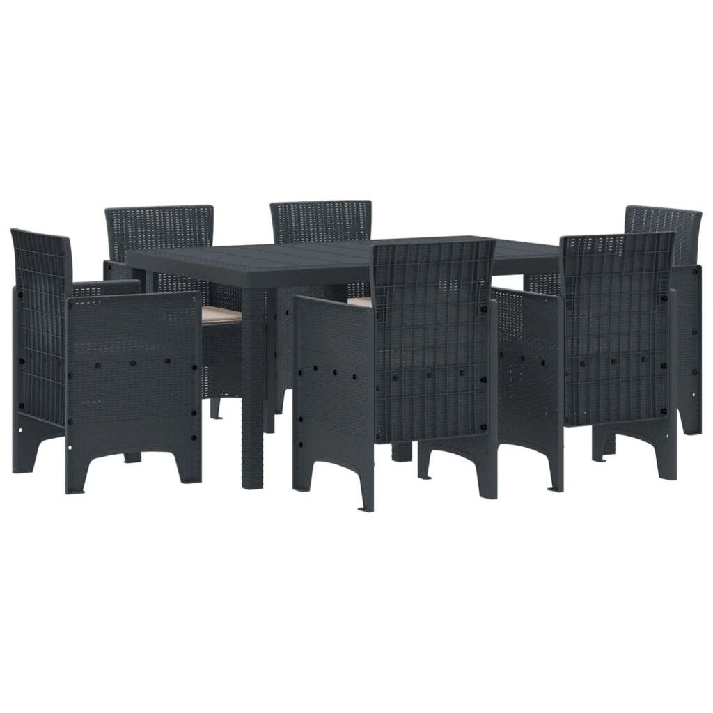 Set da Pranzo per Giardino 7 pcs Antracite Rattan Polt 3378553