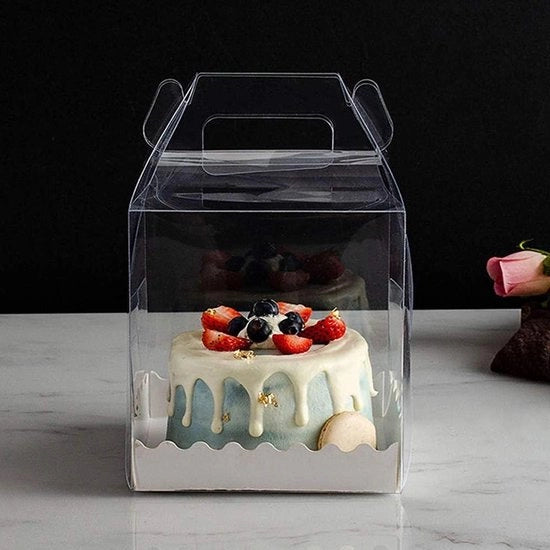 Scatole di regalo trasparenti 10 pezzi - Scatole per torte trasparenti - Scatole per torte piccole con maniglia - Imballaggi per cupcake muffin - Scatole per dolci Decorazioni per regali feste di San Valentino