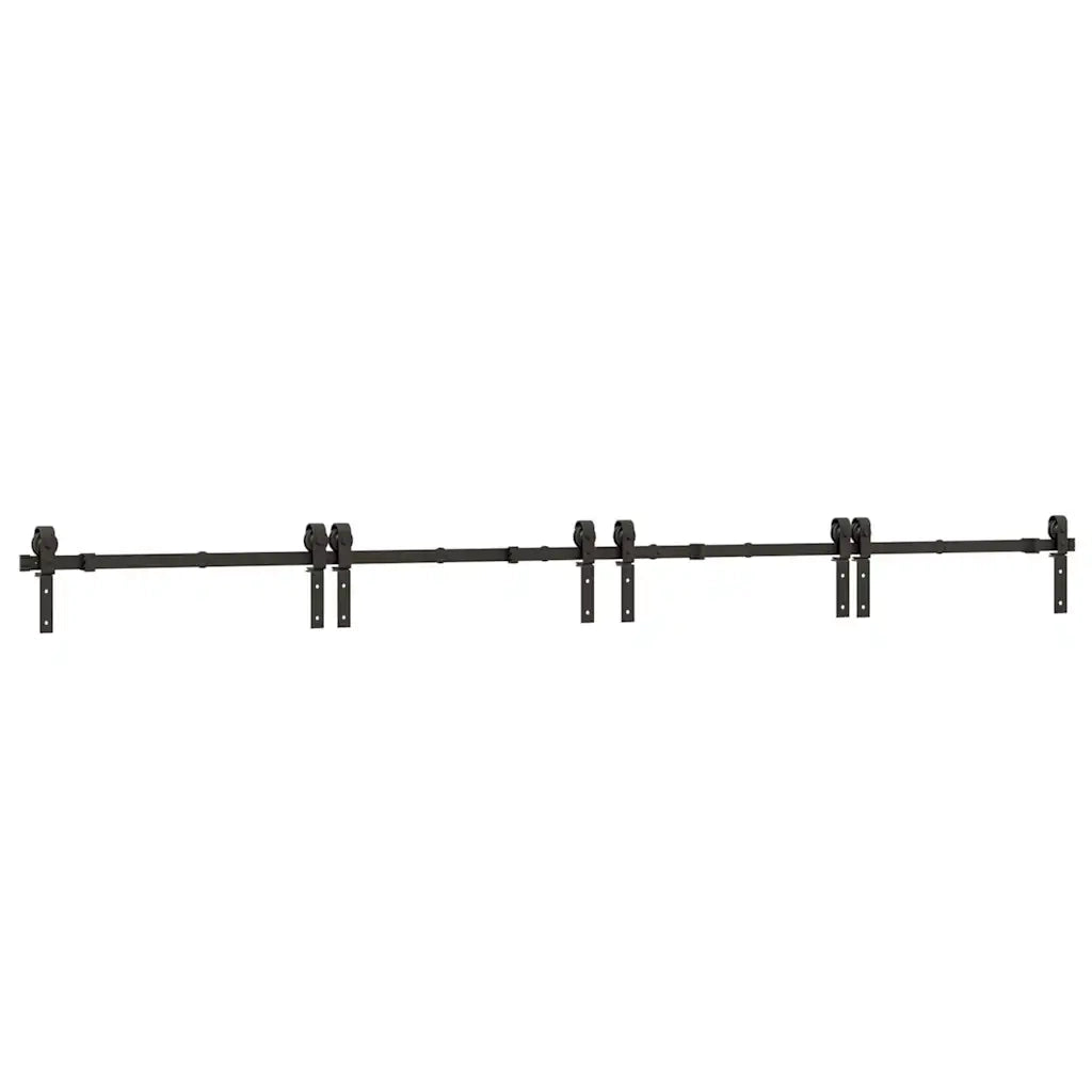 Kit di Binari per Porte Scorrevoli 366 cm Acciaio Nero CFW9918259