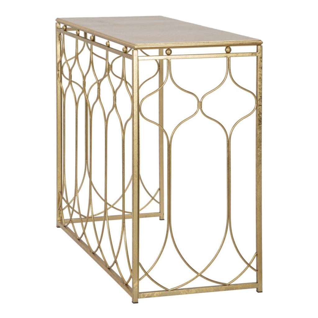 Tavolo Consolle VKH613, Oro, Metallo, 96,5x41x78 cm