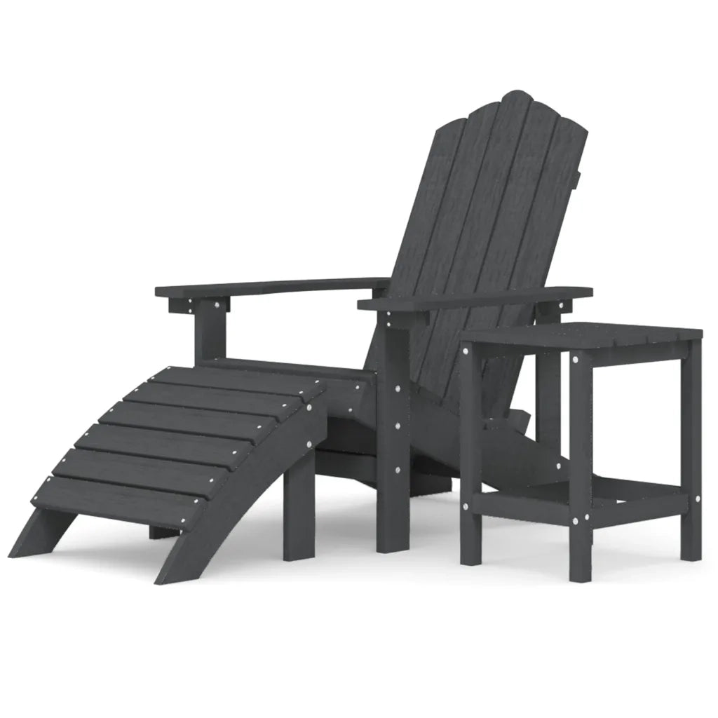 Sedia Giardino Poggiapiedi e Tavolo Adirondack HDPE Antracite 3095709