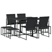Set da Pranzo da Giardino 9 pz | Set Salotto da Giardino Nero in Textilene