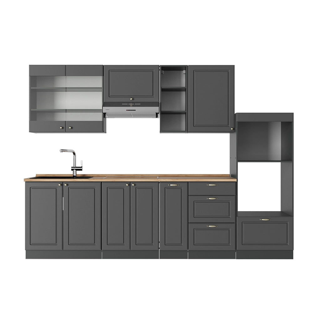 Cucina componibile Fame-Line Oro-antracite rustico/Antracite 280 cm, PL Rovere Vicco