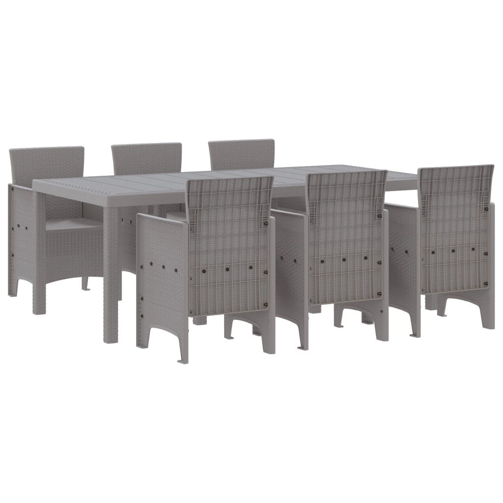 Set da pranzo da giardino 7 pezzi grigio chiaro Poly Rattan