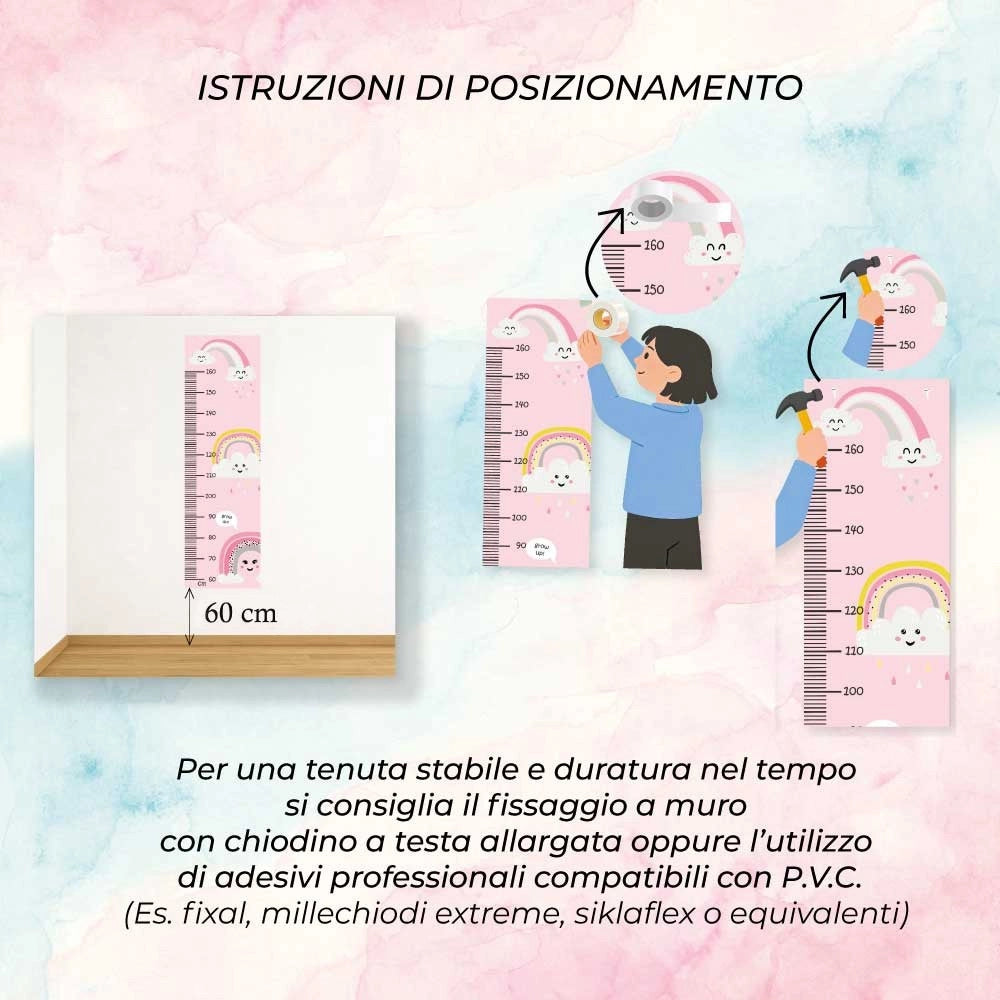 Metro Parete Misura Crescita Bambini in PVC 36x120 Cm Righello Grafico Altezza Muro Bimbi DIS_H
