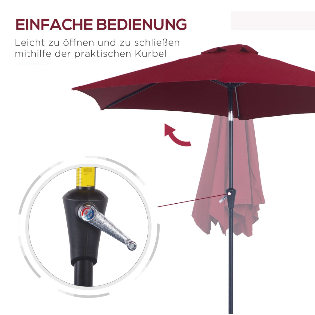 Ombrellone da Giardino con Manovella ¨C zephmum ¨C Rosso Poliestere ?2,6x2,35 m