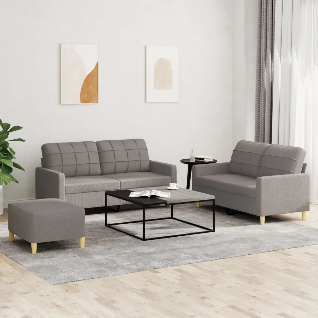 Set di Divani 3 pz con Cuscini Tortora in Tessutocod mxl 83106
