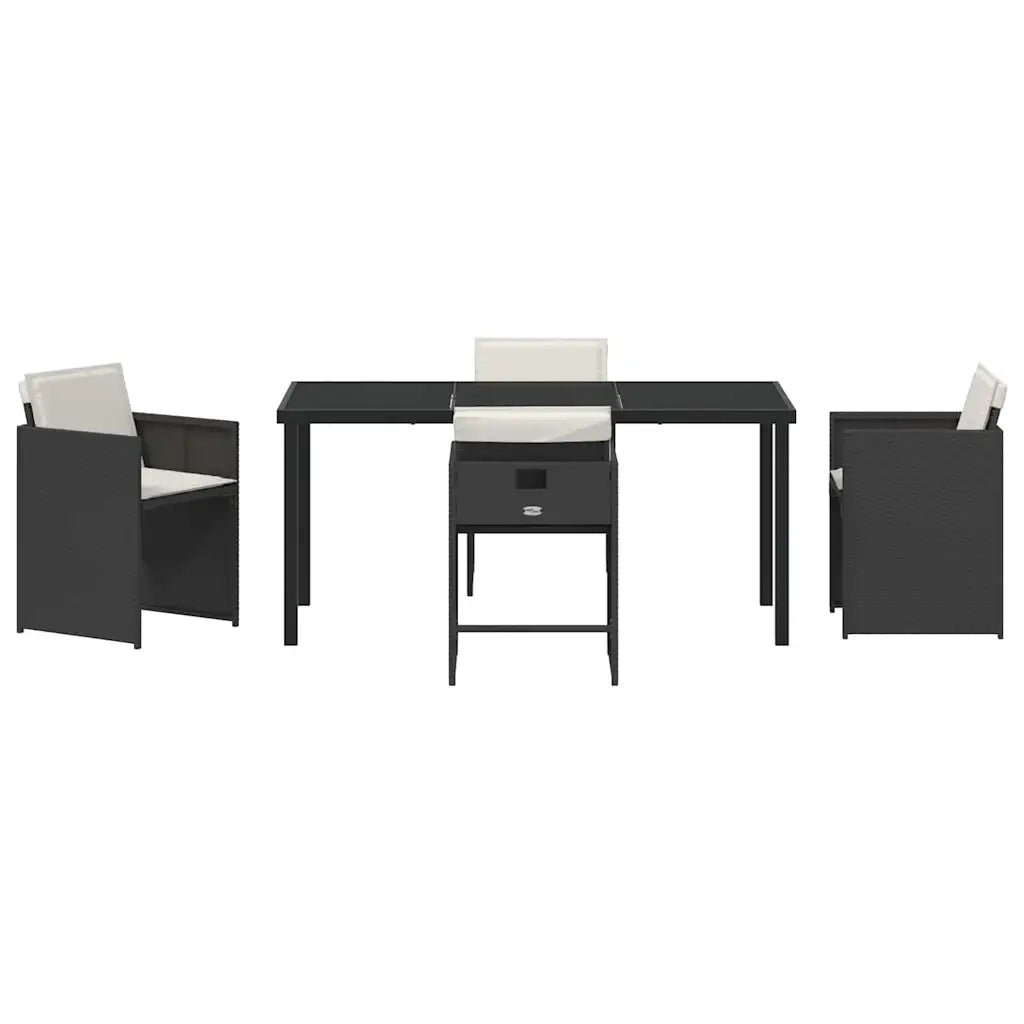 Set da Pranzo per Giardino 5 pcs Nero polyrattan 3380687