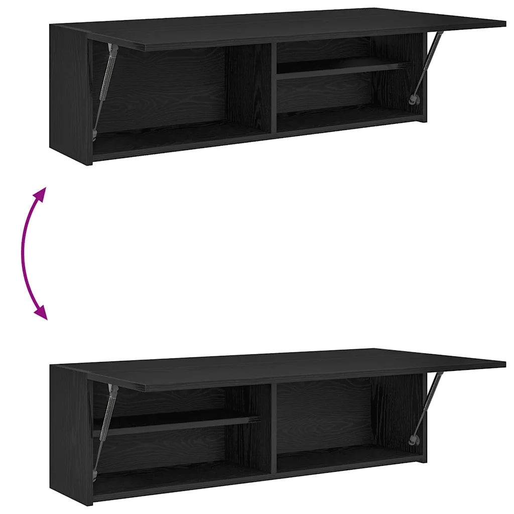 vidaXL Mobile da Bagno a Parete Nero 100x25x30 cm in Truciolato