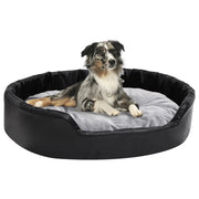 Lettino per Cani Nero e Grigio 90x79x20 cm Peluche e Similpelle cod mxl 46076