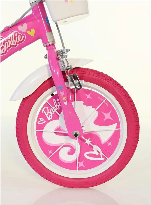 BICICLETTA BARBIE DA 14" CON ROTELLE IN COLORE BIANCO E ROSA PER BAMBINA COLORE
