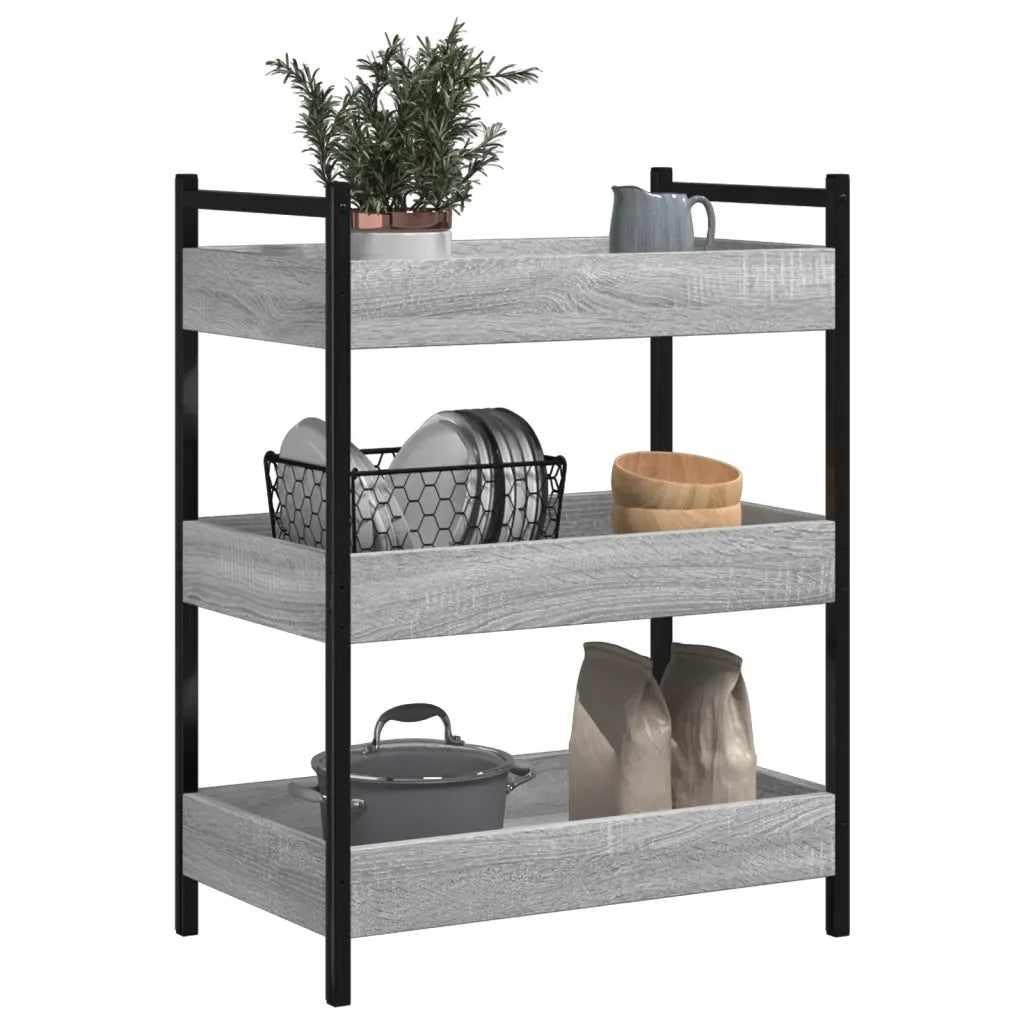 Carrello da Cucina-Scaffale per Cucina Grigio Sonoma 50x30x70 cm Legno Multistrato