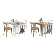 Tavolo+consolle in abete laccato azzurro consumato effetto shabby chic con piano tinta miele - Mobili 2G