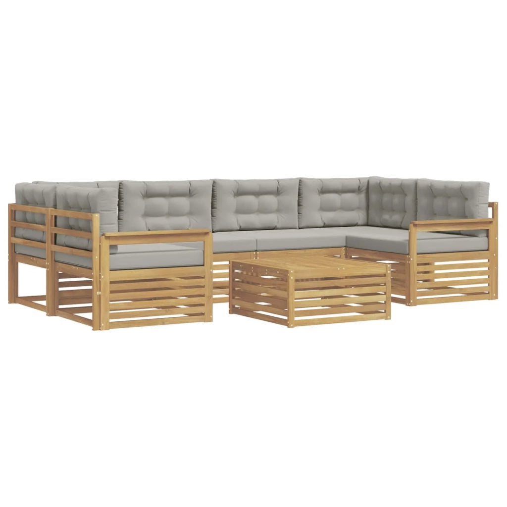 Set di divani da esterno 7 pcs Bianco e Grigio Chiaro