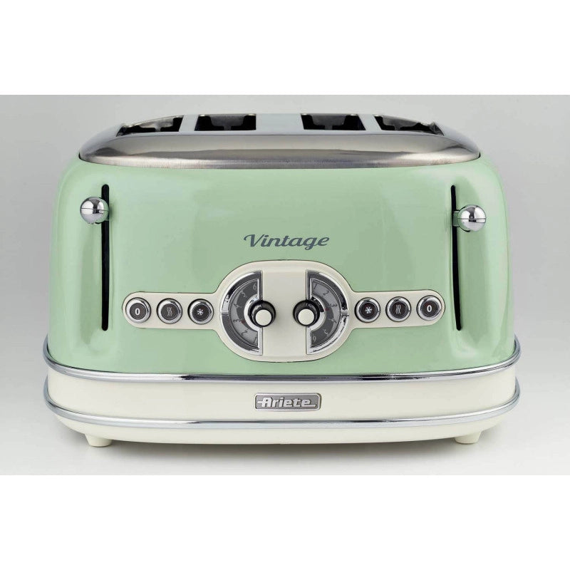 Tostapane Vintage 4 Fette - 6 Livelli di Tostatura, Funzione Defrost - Verde
