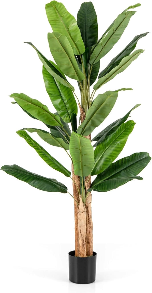 Pianta Finta da Interno ed Esterno 160/165/195 cm, Banano Artificiale Alto con Foglie e Tronchi, Pianta Artificiale Grande in Vaso per Salotto, Ingresso e Ufficio (195 cm)