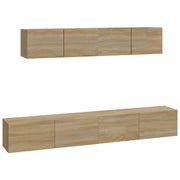 Set di mobili da 4 pezzi tra cui armadio credenza mobile porta TV set per soggiorno/camera da letto legno ingegnerizzato rovere Sonoma marrone 02_0024805