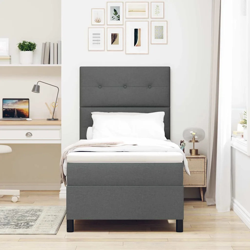 Letto a molle con materasso Grigio scuro 90 x 190 cm Tessuto 3339351