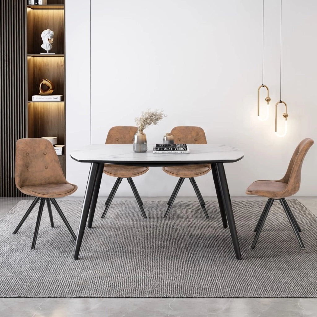 BH268dbr-2 Sedie da Cucina in Tessuto Seduta Imbottita con Schienale Senza Braccioli Marrone Scuro 2 Pezzi