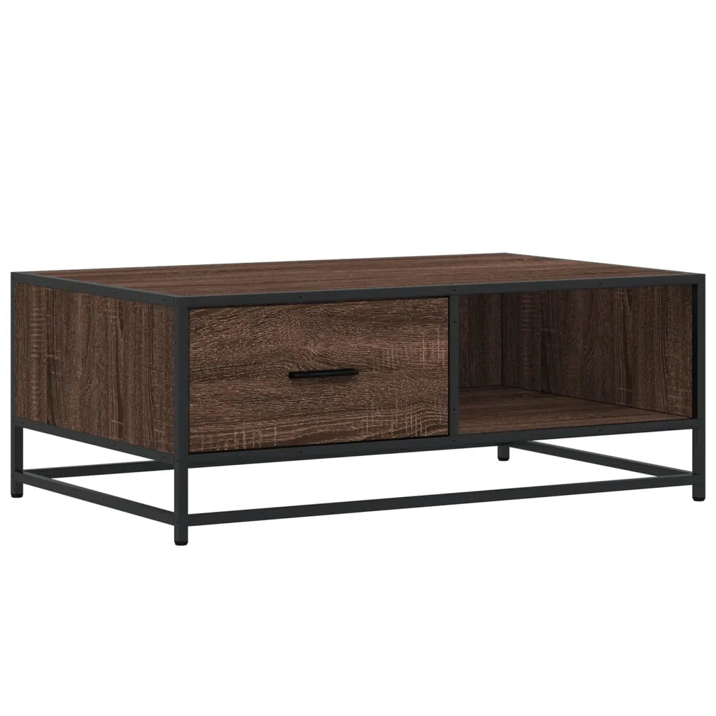 Tavolino-Tavolino da soggiorno-Tavolo Rovere Marrone 90x57x35 cm Legno Multistrato e Metallo