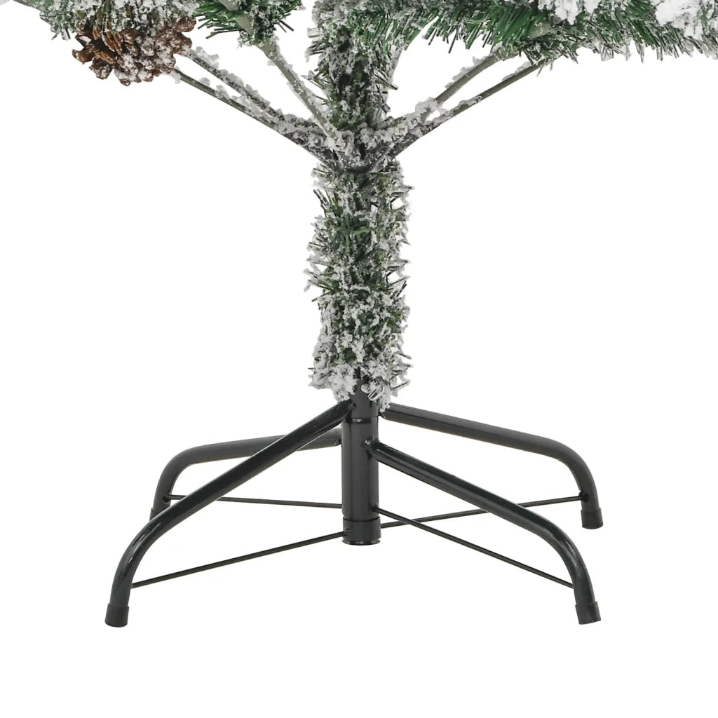 Albero di Natale Innevato Preilluminato Pigne 225cm in PVC e PE 3094562