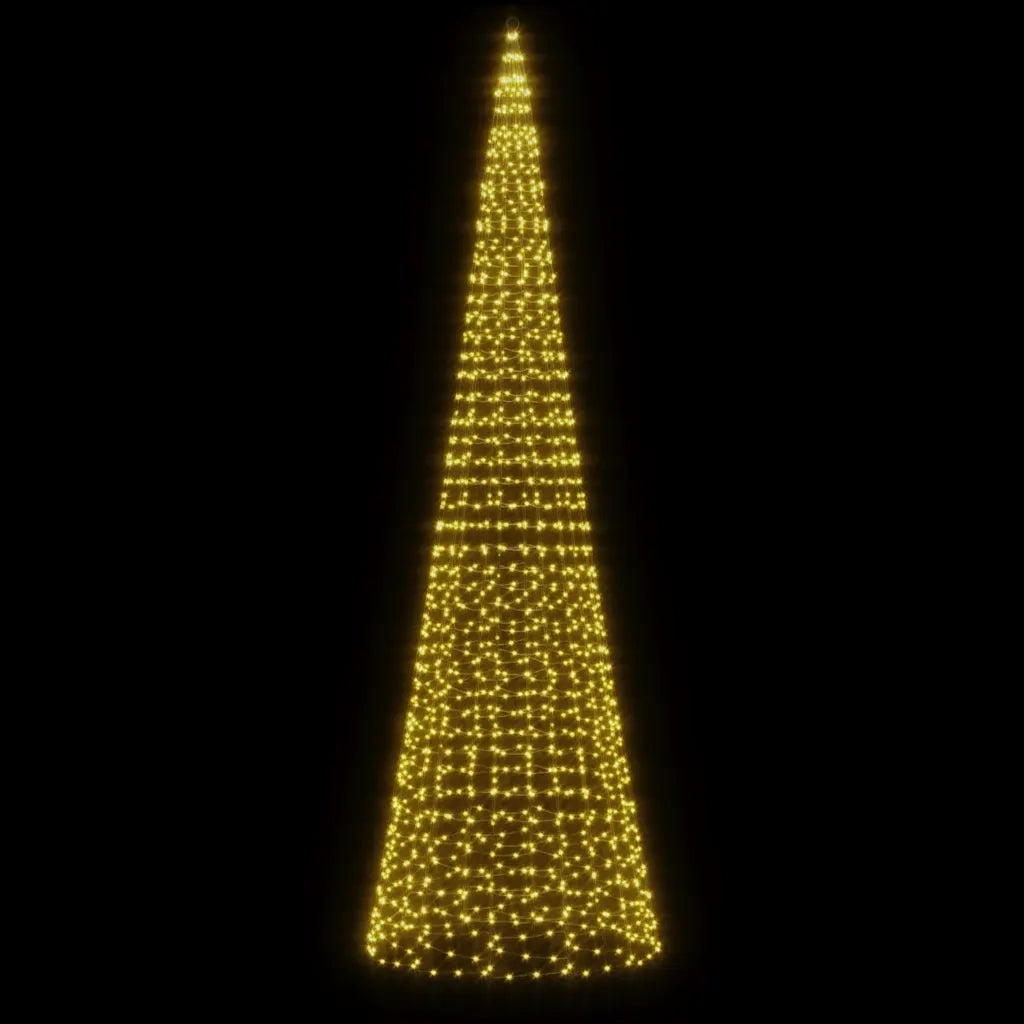 Albero di Natale a LED-Luci decorative natalizie su Pennone 1534 LED Bianco Caldo 500 cm