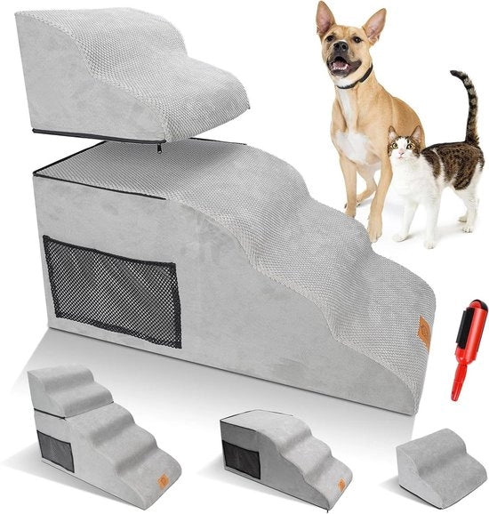 Trappola antislip per cani con 2/3/5 gradini per piccoli cani, gatti e animali anziani, con copertura rimovibile e lavabile, alta densità schiuma, dimensioni 80 x 40 x cm.
