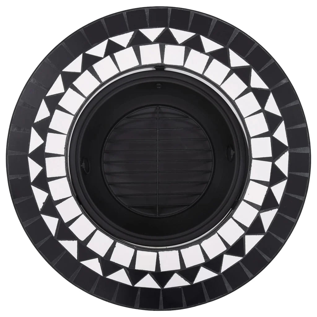 Inserto per camino in mosaico 68 cm ceramica bianca e nera 02_0005915