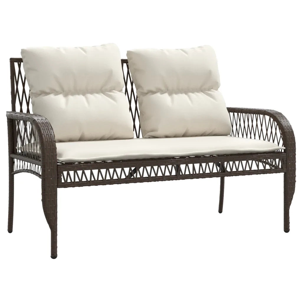 Set Divano da Giardino 4 pz con Cuscini Marrone in Polyrattan 368728