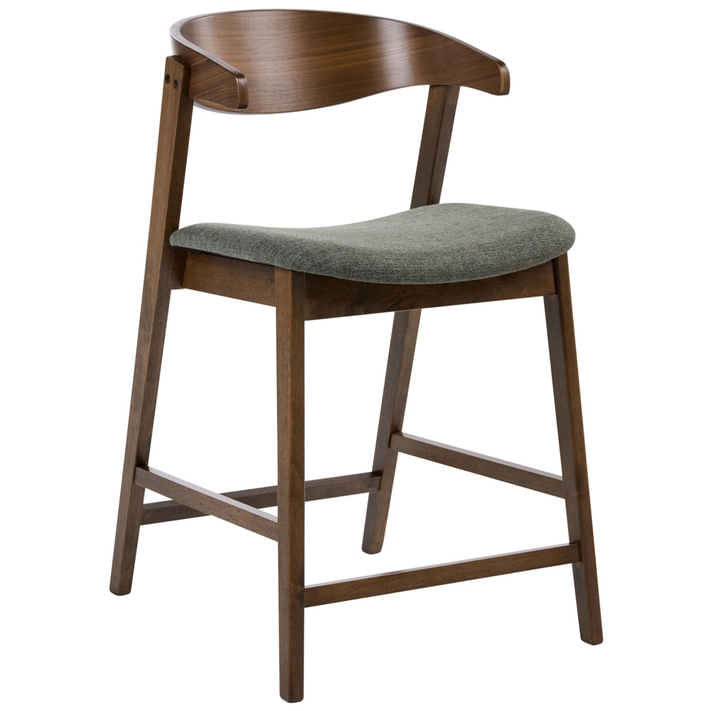 Set di 2 sedie da bar in tessuto di poliestere verde scuro con gambe in legno di gomma stile retrò tradizionale
