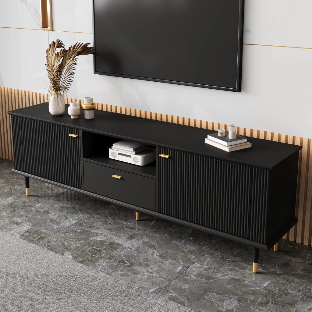 Mobile TV con 2 ante; 1 nicchia aperta e 1 cassetto; cerniere soft-close; per soggiorno; 170 × 36 × 54 cm
